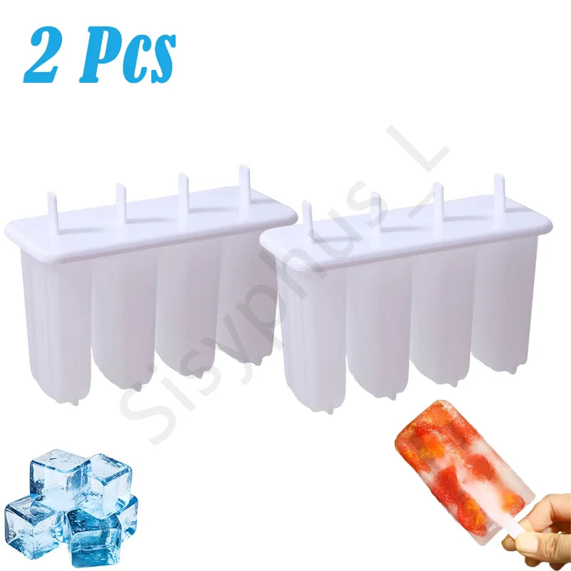 1-20Pcs 4 Gird DIY Ice Cream Molds Reusable Children's Creative Popsicle Mold Kitchen Tools