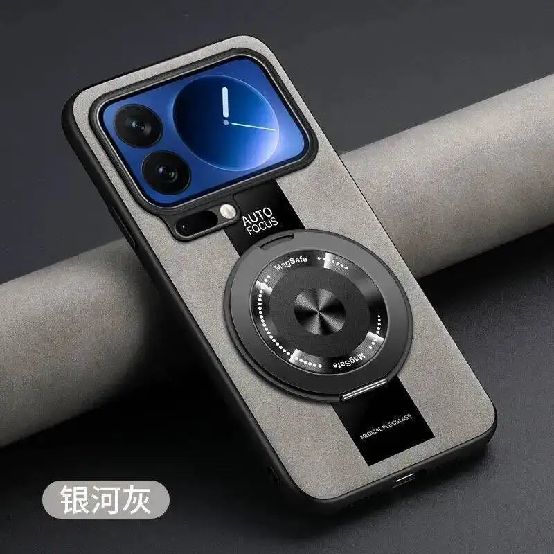 Case For Xiaomi 17 Pro Max 360 Rotating Magnetic Holder Luxury Silicone Sheepskin Leather Back  For Mi17 Xiaomi 17Pro Max Cover