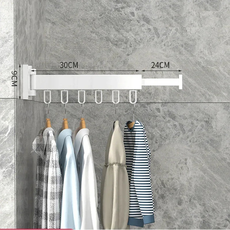Retractable Cloth Drying Rack Folding Clothes Hanger Wall Mount  Indoor & Outdoor Space Saving Aluminum Home Laundry Clothesline