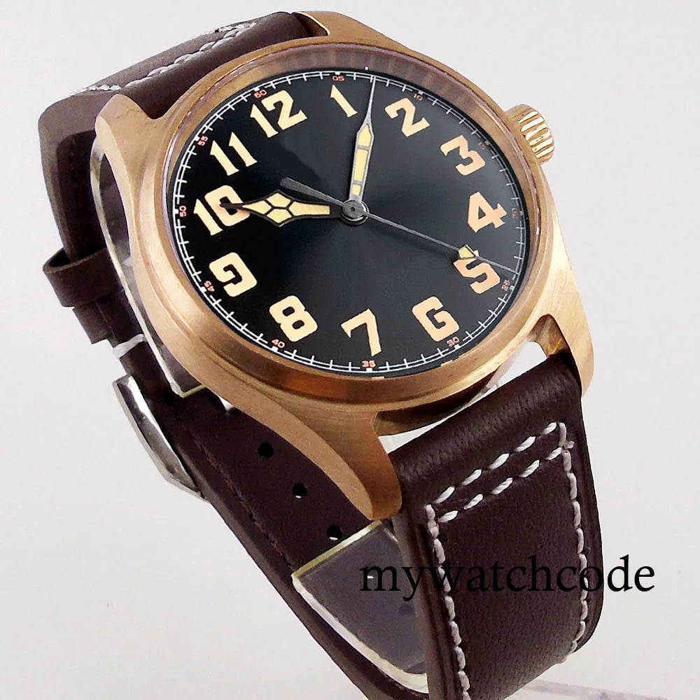 Tandorio Cusn8 Genuine Bronze Pilot Watch Men 200M Diver Japan NH35A Automatic Wristwatch Sapphire Field-Watch Military Clock