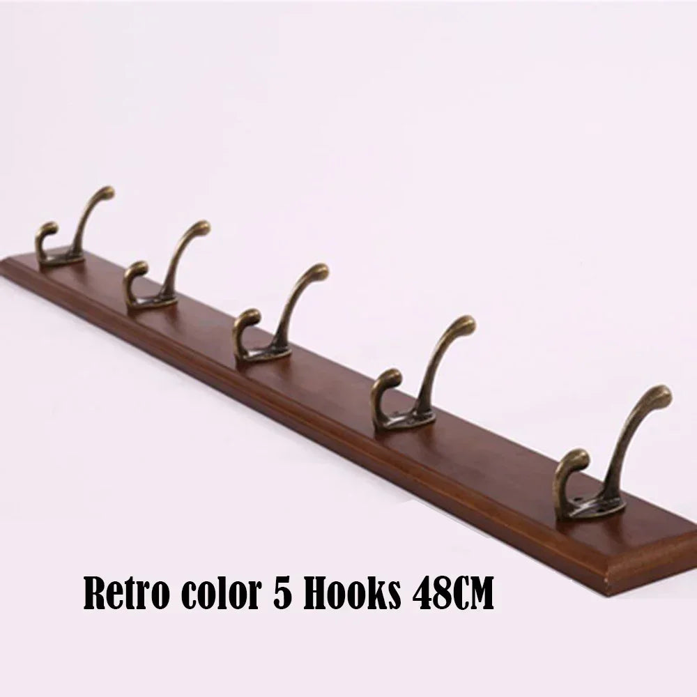 Wall Mounted Solid Wood Coat Rack with Hooks Space Saving Closet Organizer for Hats Jackets Entrance Hallway Decor Furniture