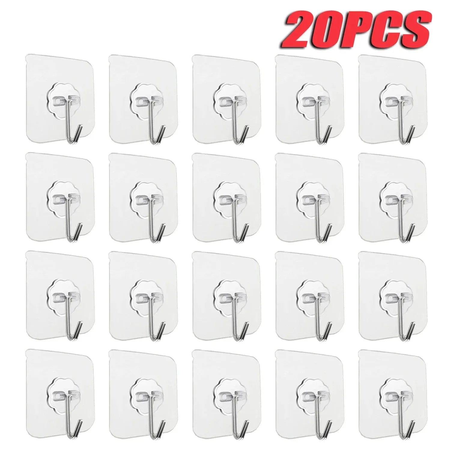 5/10/20/40pcs Transparent Seamless Hook, Strong Adhesive Hook, Bathroom Living Room Wall Hanging Door, Self-Adhesive Hook