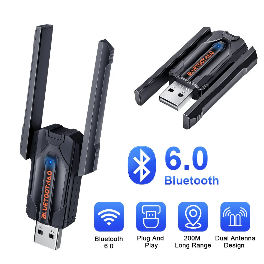 USB Bluetooth Dongle Driver Free 200M Bluetooth 6.0 Adapter for Windows 11/10/8.1 Mouse Keyboard Audio Receiver Transmitter