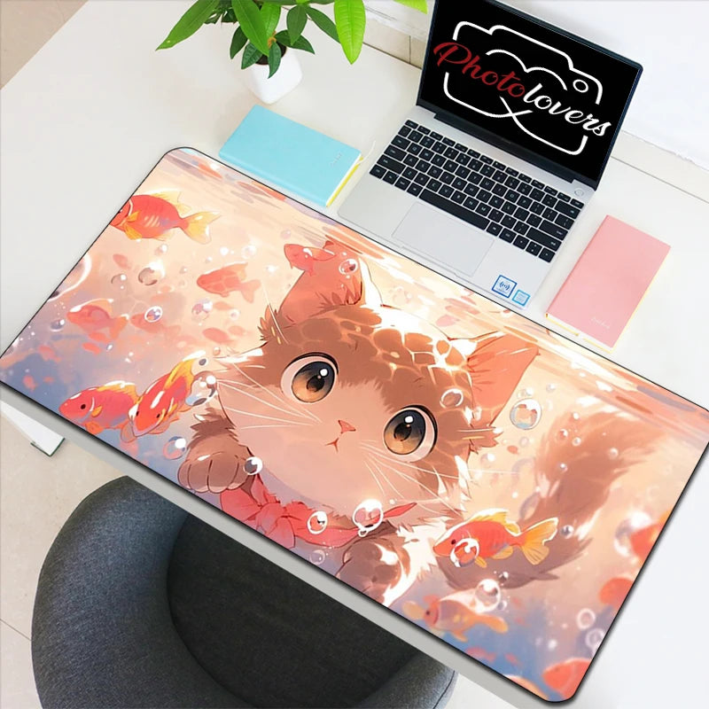 Anime Xxl Mouse Pad Gaming Accessories Cartoon Cat Keyboard Mousepad Gamer Desk Mat Cute Computer Offices Pc Cabinet Kawaii Mice