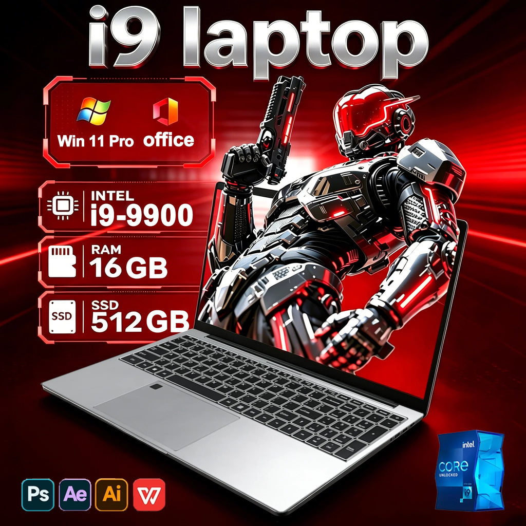 15.6" Gaming Laptop Windows 11 Pro  Intel Core i9-9900 16GB RAM 1TB SSD Office Gamer  Study notebook Computer PC
