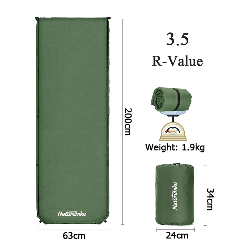 Naturehike Camping Self-Inflating Mattress 5cm Thick Foldable Hiking Airbed Off-Road Ultralight Waterproof Outdoor Sleeping Pad
