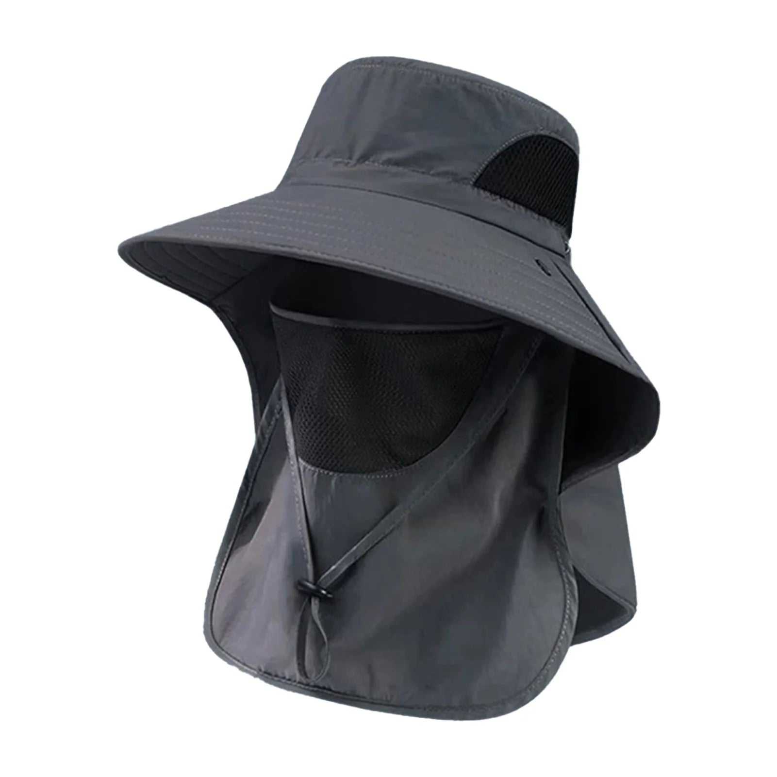 Polyester Sun Fishing Hat With Neck Cover Wide Brim UV Protection Breathable With Chin Strap For Beach Hiking Men Women