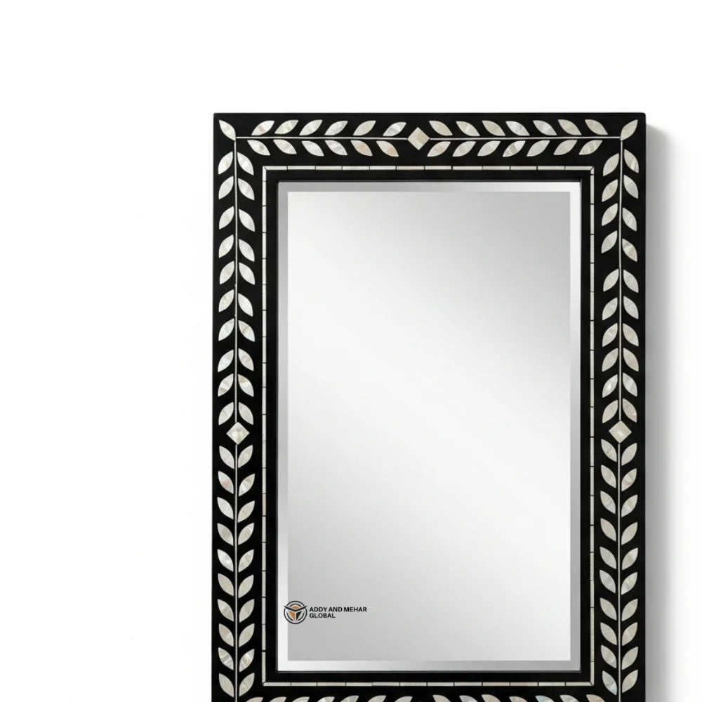 Luxury Square MDF Eco-Friendly 5.0mm Thick Wall Mirror Handmade Art Deco Decorative Black Geometric Frame Wedding Addy Mehar
