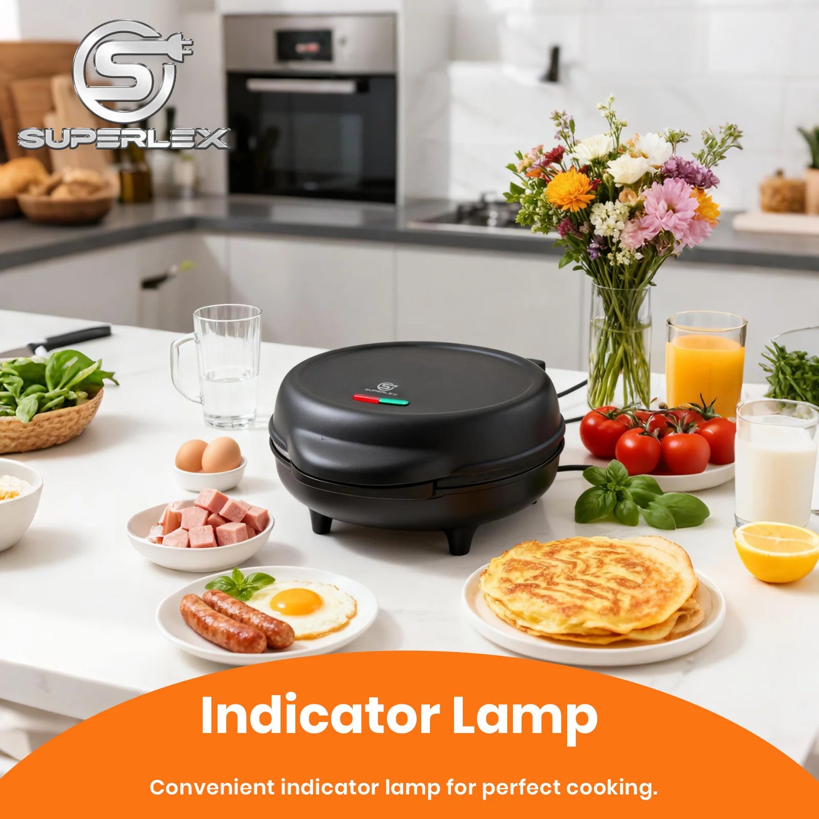 SUPERLEX Electric Omelette Maker 750W Nonstick Multi-function Omelette Machine With Smart Light Indicator Household Bread Cake