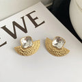 Retro Exaggerated European And American Wind Fan Design Sense Of Metal Earrings Temperament Light Luxury Women Jewelry Gifts