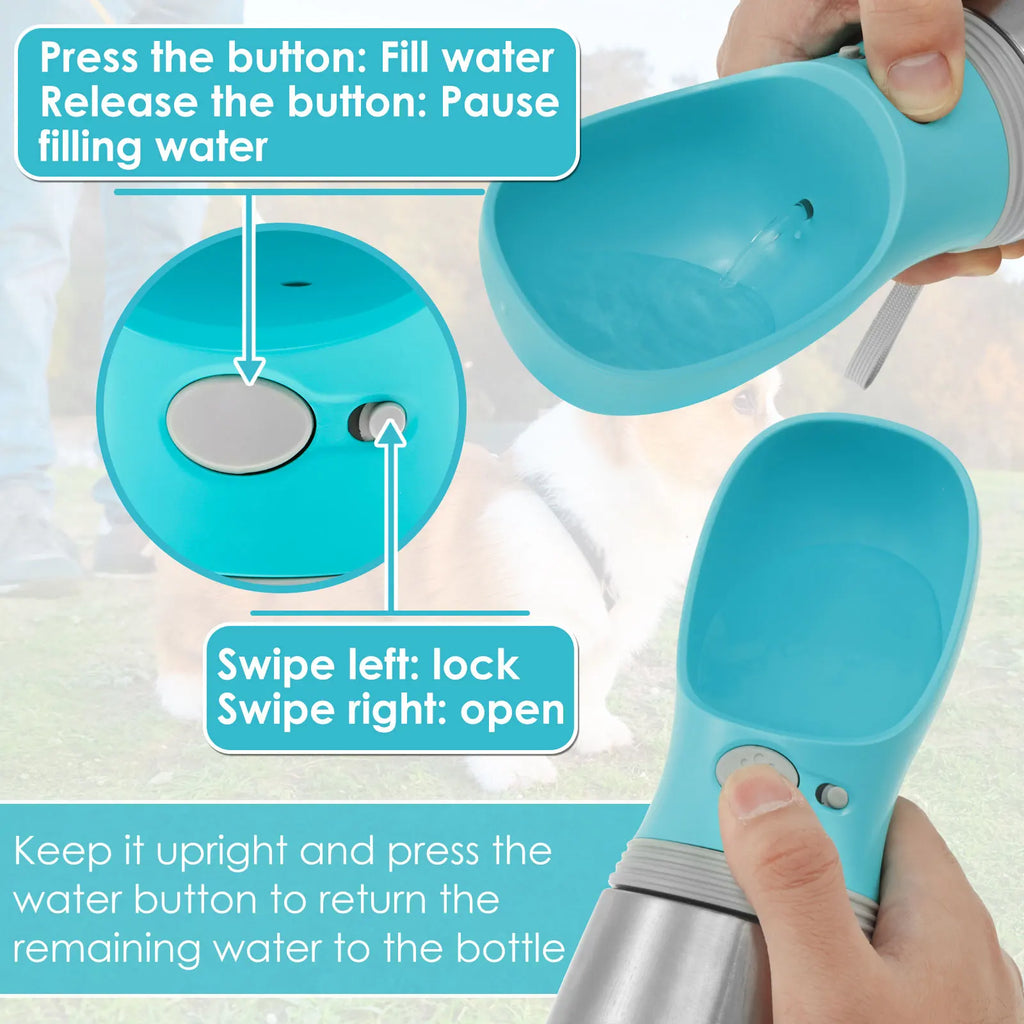 700ML Dog Water Bottle Portable Pet Water Dispenser with Drinking Feeder Outdoor Leak Proof Puppy Drinking Container for Travel