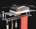 304 Stainless Steel Towel Rack, No Drill Adhesive Wall Mounted Towel Holder for Bathroom, Rustproof Towel Bar for Home Storage