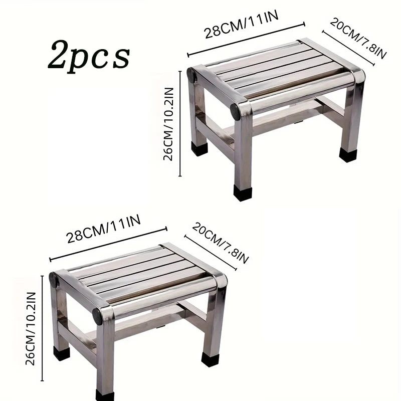 Multi Functional Stainless Steel Stool - Durable Thick & Sturdy Stool, Ideal for Living Room, Bathroom, Kitchen, Corridors