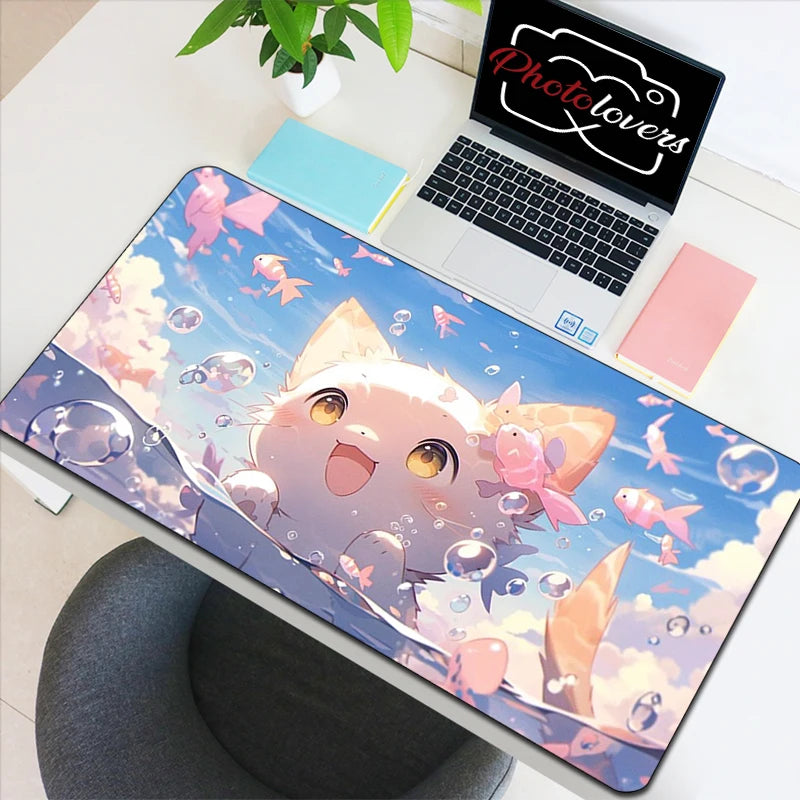 Anime Xxl Mouse Pad Gaming Accessories Cartoon Cat Keyboard Mousepad Gamer Desk Mat Cute Computer Offices Pc Cabinet Kawaii Mice