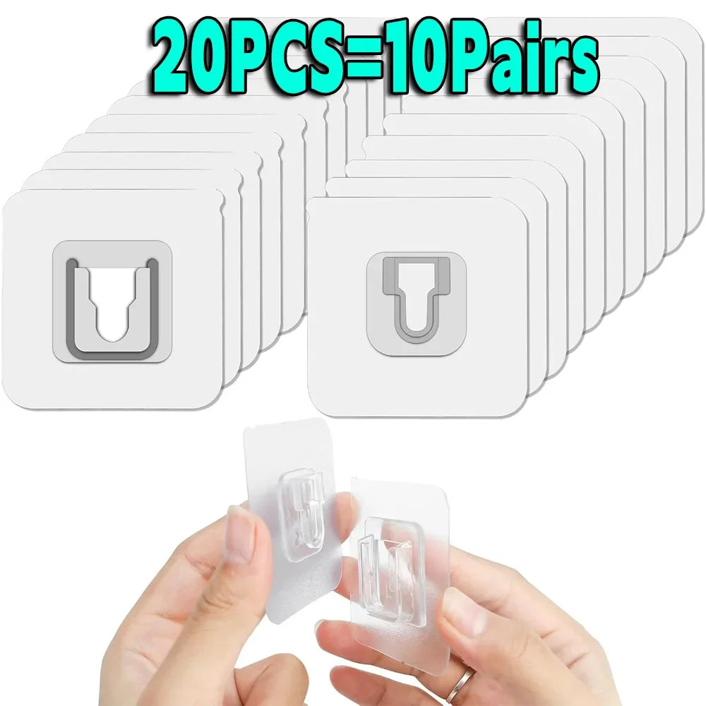 Double-Sided Adhesive Wall Hooks Hanger Strong Transparent Suction Cup Sucker Hooks Kitchen Bathroom Storage Plug Socket 2030