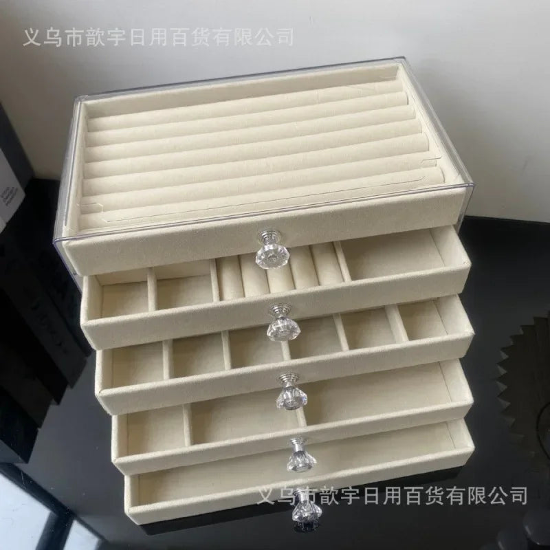 Newly Upgraded 7-Tier Dust-Proof Acrylic Jewelry Storage Box Modern Rectangular Desktop Display & Storage Jewelry Box Amagi