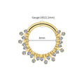 Right Grand ASTM F136 Titanium 16G CZ Hinged Clicker Segment Hoop Ring Sunburst CZ Daith Earring Septem Nose Piercing Jewelry