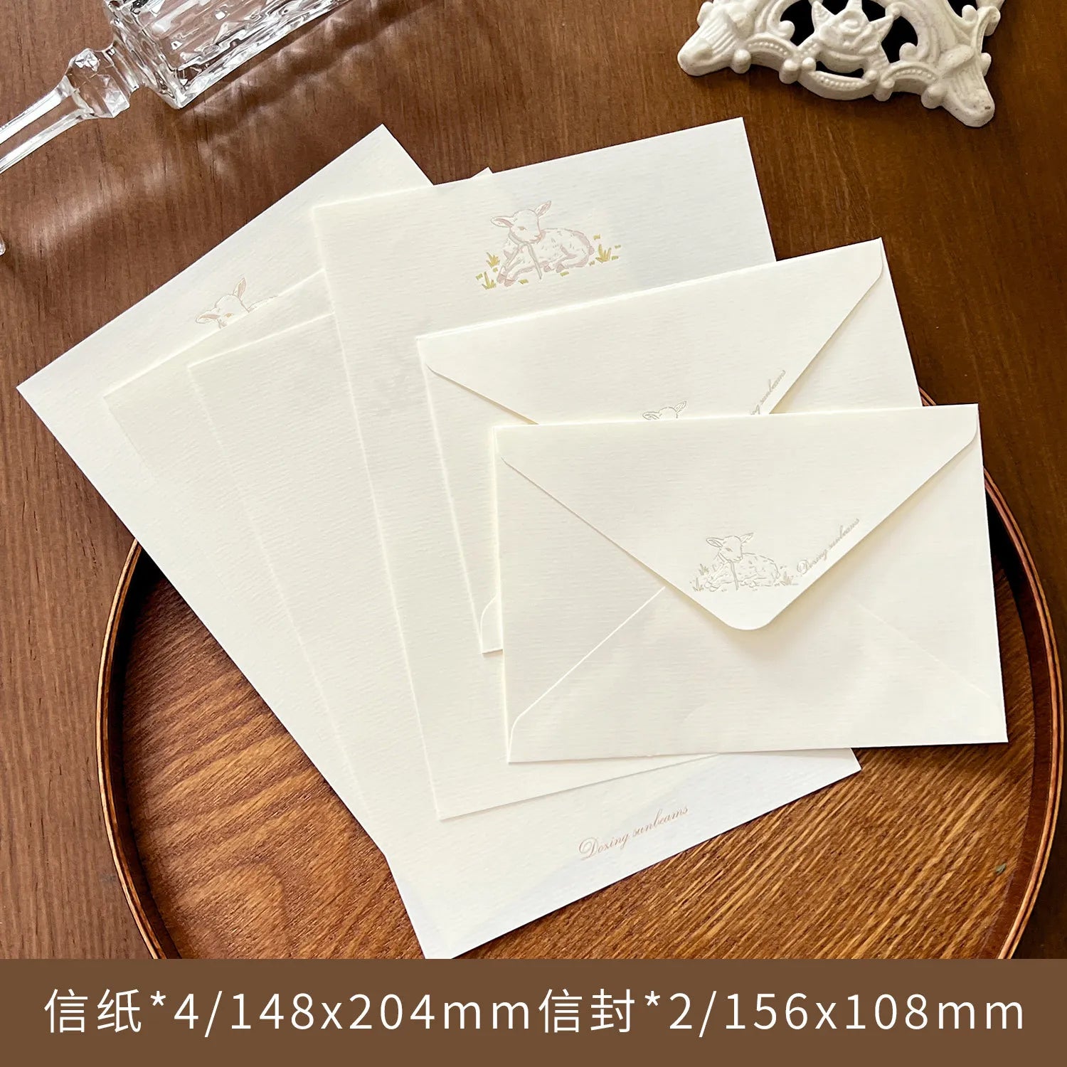 4 Envelopes + 2 Letter Papers Set, Simple Literary Stationery Set, Journal Letter Greeting Card Decor Material