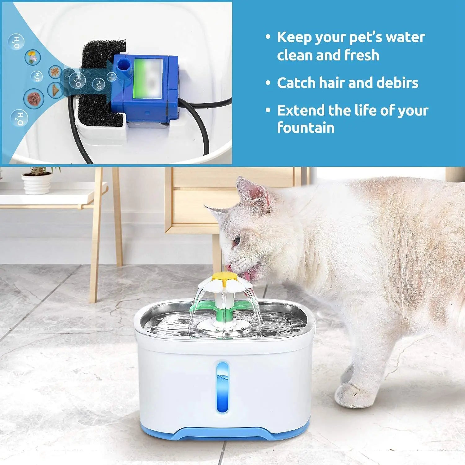 8PCS Sponge Filter for Cat Fountain Replacement Pet Fountain Foam Filter Sponge Foam Filter for Pet Dog Cat Fountain
