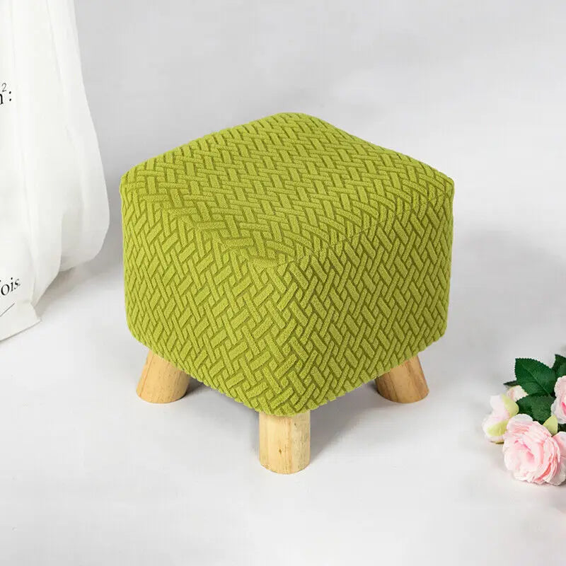 Square Stool Covers Thick Stretch Knitting Round Seat Covers Living Room Chair Cover Small Footstool Ottoman Slipcover Protector
