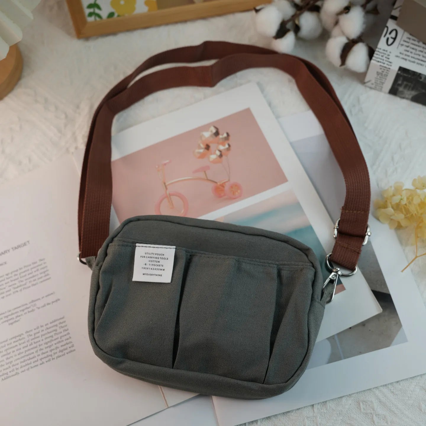 New In Stock Canvas Pencil Pouch Large Capacity Solid Color Japanese Style Portable Multifunctional Journal Storage Bag For Use
