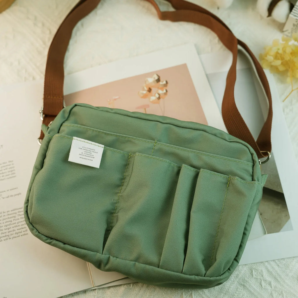 New In Stock Canvas Pencil Pouch Large Capacity Solid Color Japanese Style Portable Multifunctional Journal Storage Bag For Use