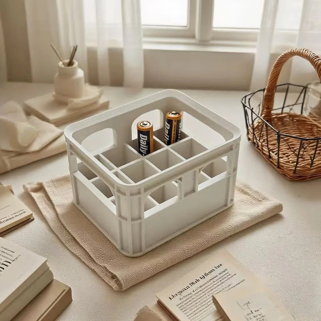 Retro industrial-style beer frame battery storage box, creative multi-functional large battery organizing basket, desktop decora