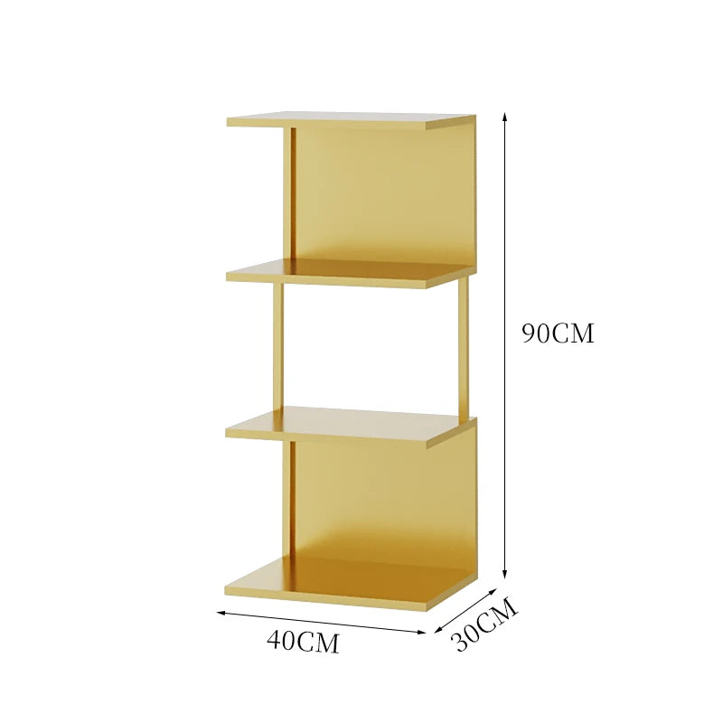 Metal Multi-Tier Display Bookshelf Modern Floor Standing Storage Shelf for Living Room/ Home Office Space-Saving Book Organizer