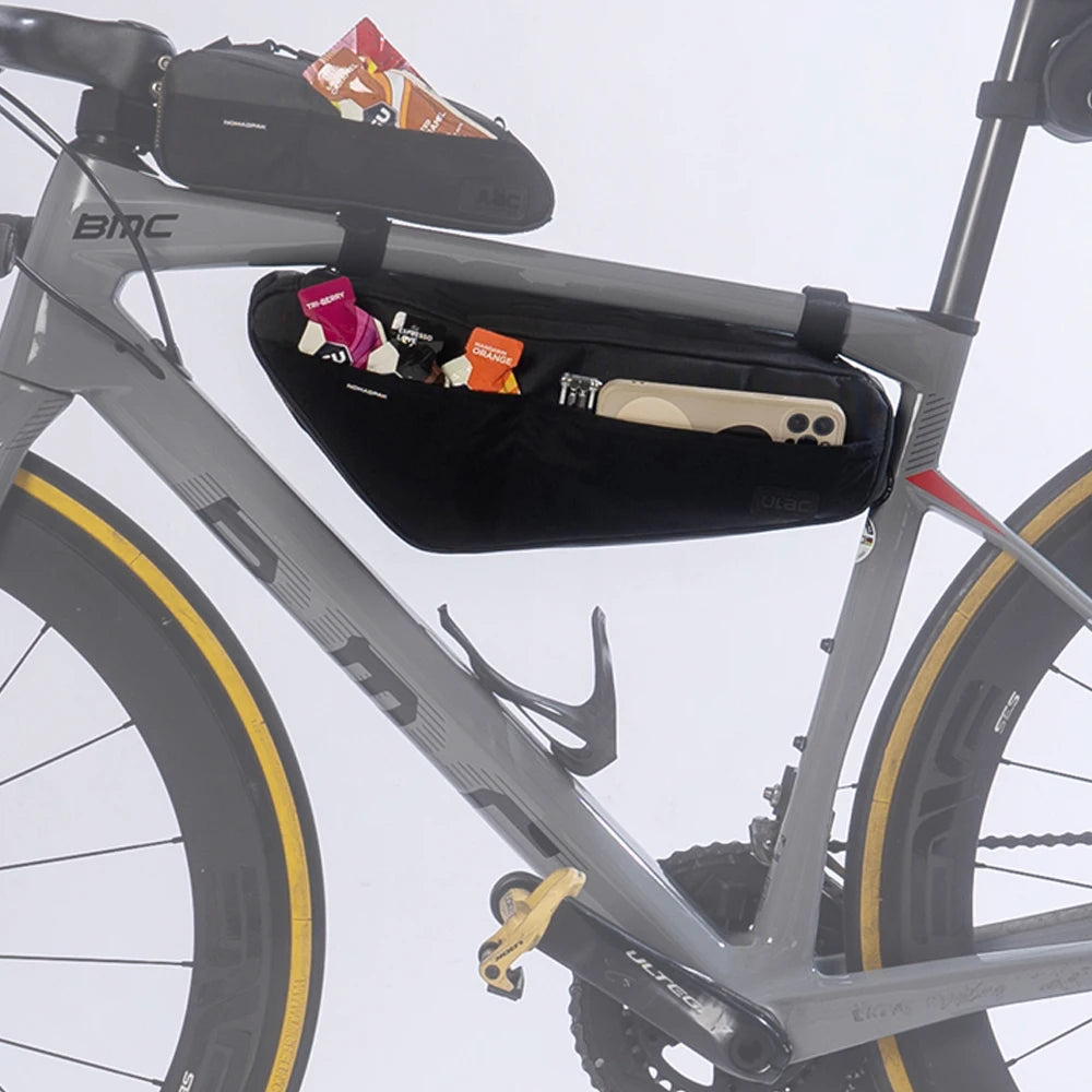 (ULAC)Bike Down Tube Bag Durable Frame Pouch for Tools Phone Fits MTB & Road Bikes Waterproof frame Lower tube  package TOURING