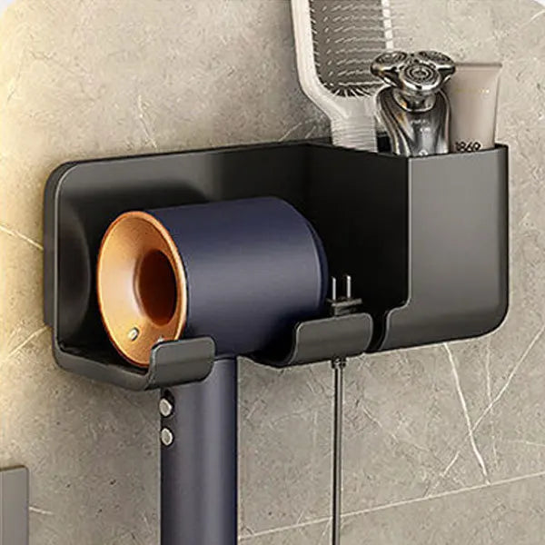 1pc Multi-Functional Wall Mounted Hair Dryer Holder, Bathroom Hair Tool Organizer Storage Rack for Home & Hotel Use