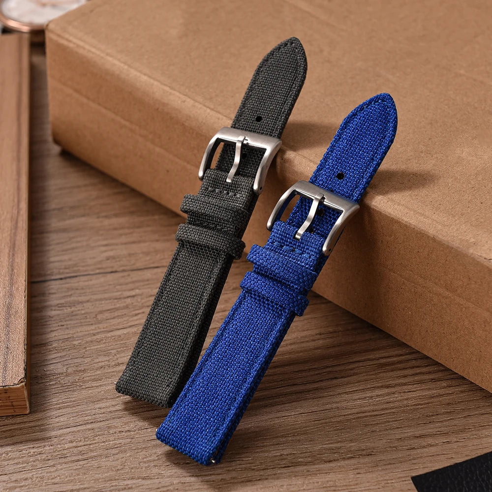 18mm 20mm 22mm Nylon Watch Strap Two-Sided Leather and Sailcloth Watch bands Quick Release Wristbands Sport Belt for Men Women