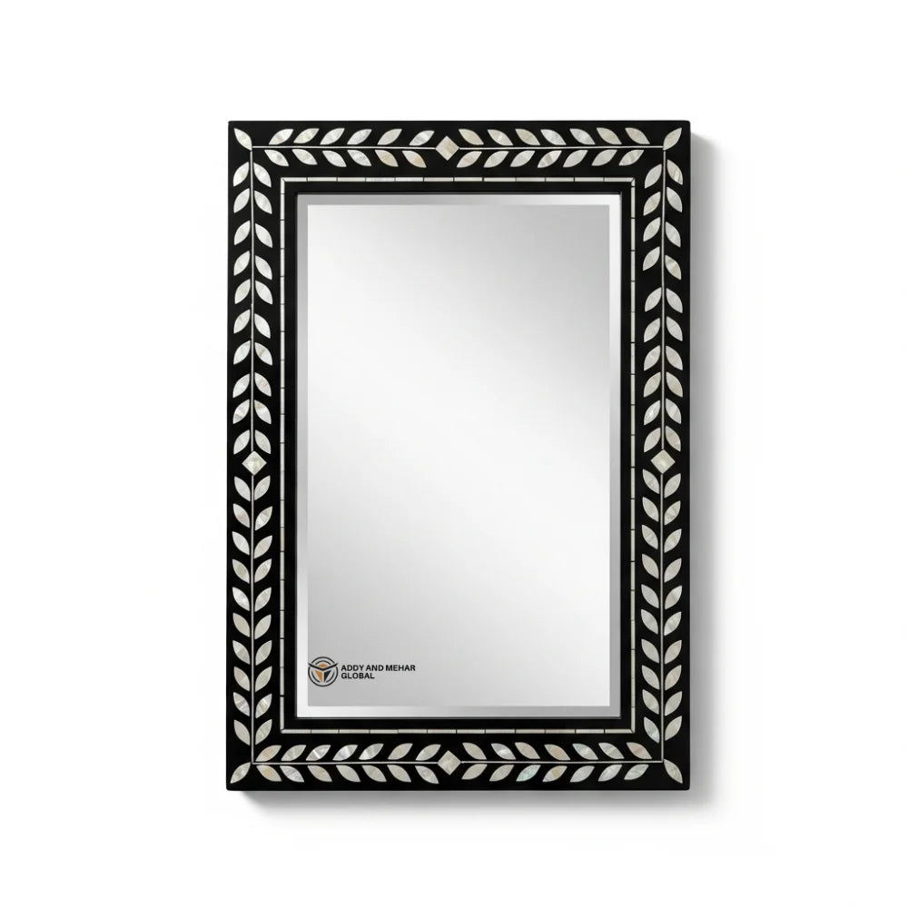 Luxury Square MDF Eco-Friendly 5.0mm Thick Wall Mirror Handmade Art Deco Decorative Black Geometric Frame Wedding Addy Mehar
