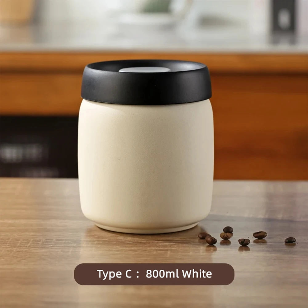 Coffee Sealed Can Stainless Steel Manual Vacuum Storage Container Jar Canister for Coffee Beans Outdoor Camping Kitchen Barista