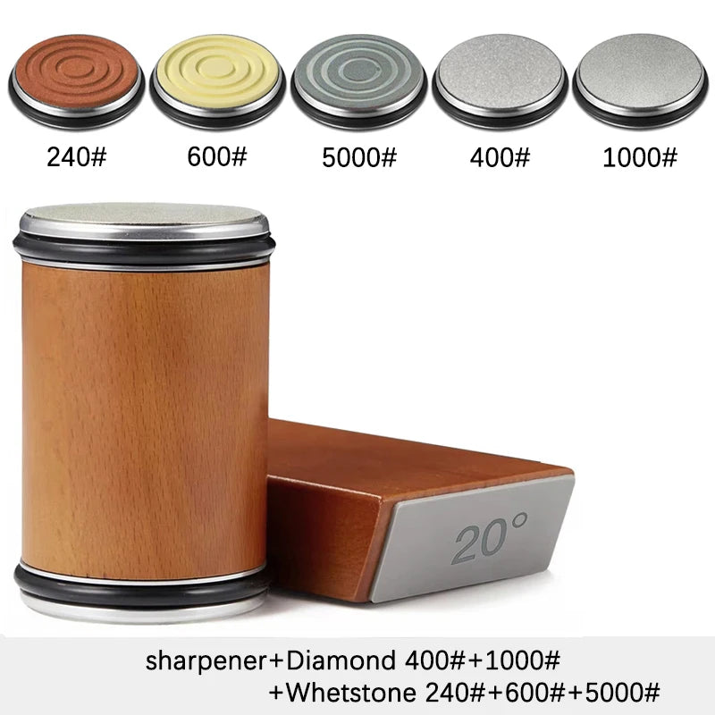 Rolling Knife Sharpener Magnetic Knife Holder Diamond Sharpening Stone Kit with 15 and 20 Degrees Angle Roller Kitchen Accessory