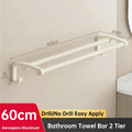 ORIENTAL YUHONG Aluminium Towel Rack Holder Double Bar Towel Hanger No Drill Wall Mount Shelf 40/50/60CM Bathroom Accessories