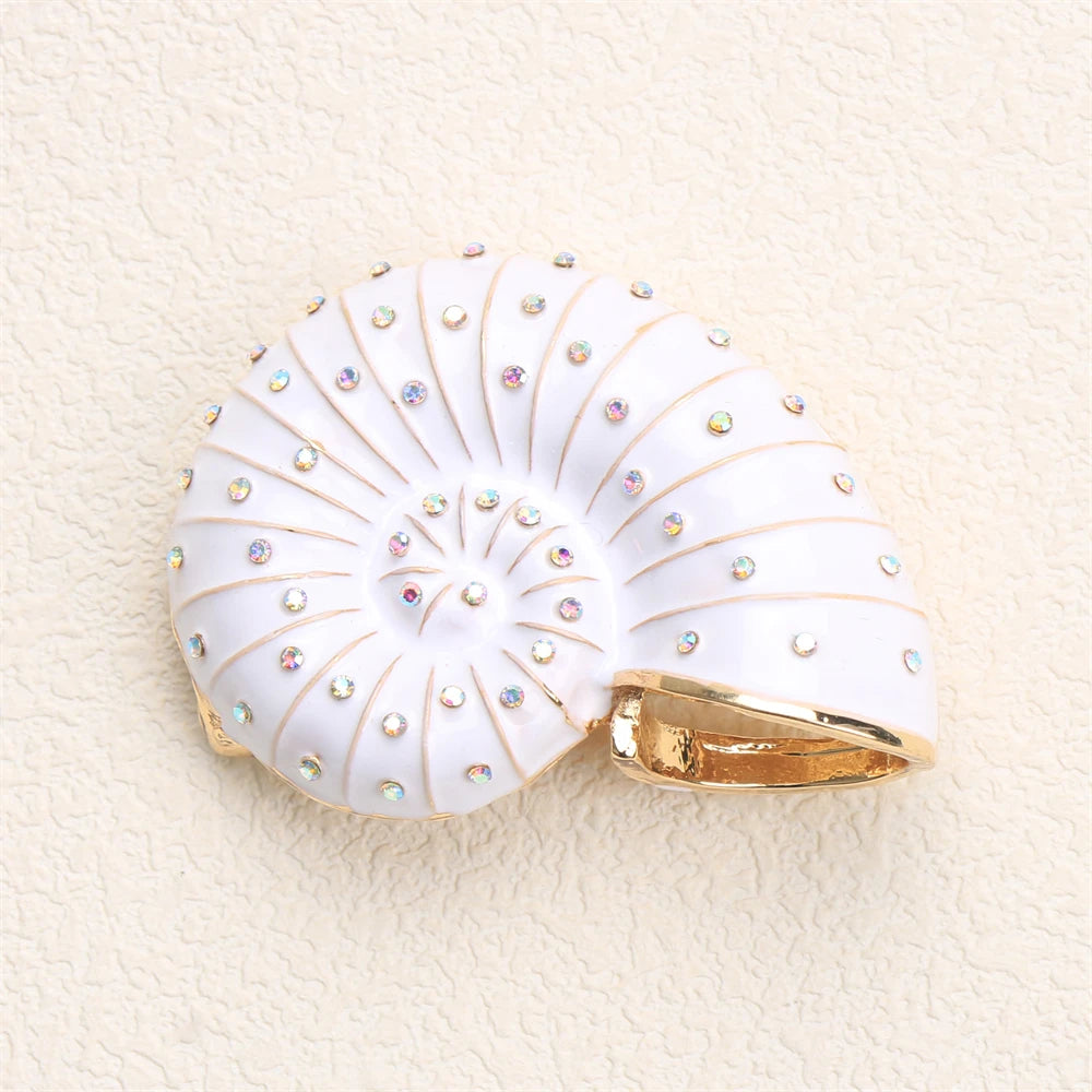 Women New Trendy Brooch Extra-Large Rhinestone Peacock Animal Bird Dog Conch Enamel Pin Jacket Jewelry Accessory