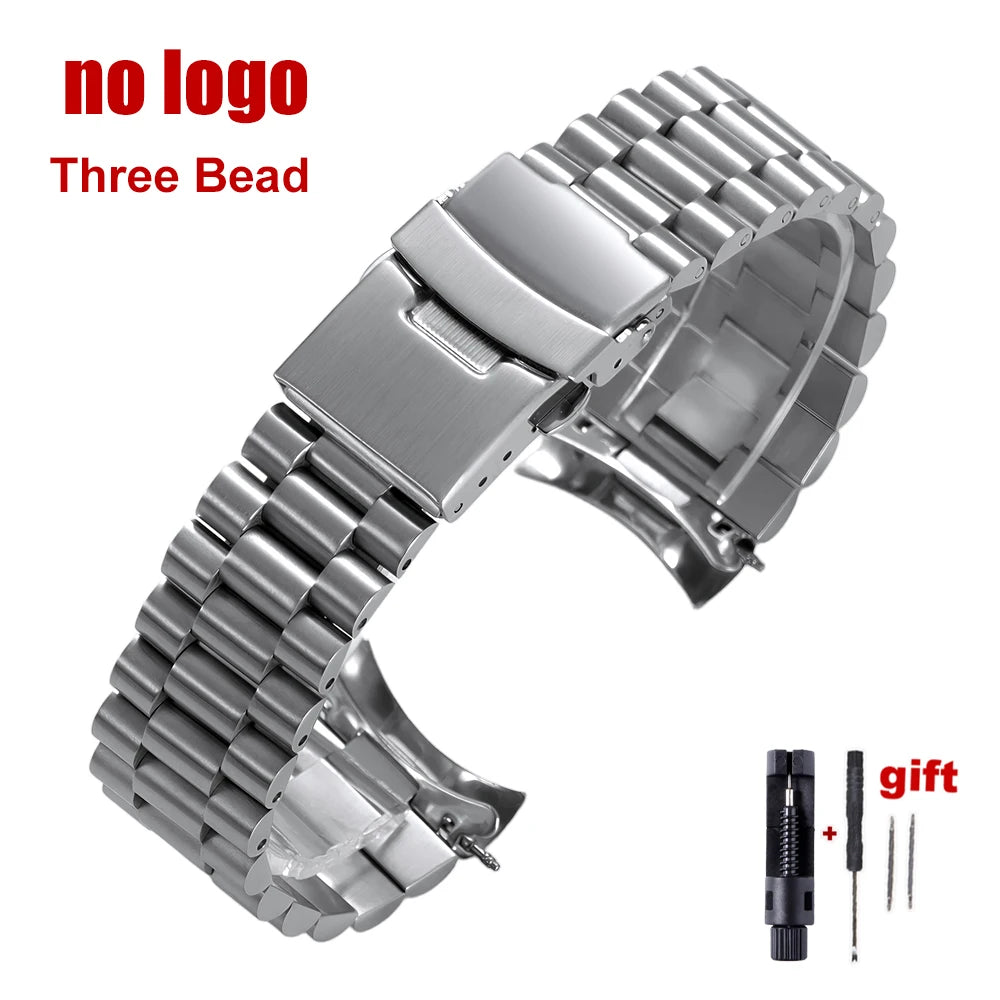 For Seiko 5 SKX009/007 for Jubilee for Oyster Solid Stainless Steel Watch Strap Curved End Men's Sport Watch Band 18mm 20mm 22mm