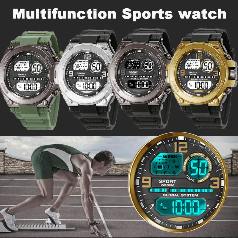 Multifunction Fashion Men's Outdoor Sport Watch Luminous Alarm Clock Men LED Digital Watch Waterproof Electronic Wristwatch