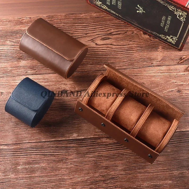 Watch Travel Case PU Leather Watches Leather Box Vintage Watch Storage Organizer-Secure Storage Vintage Watch Display Organizer