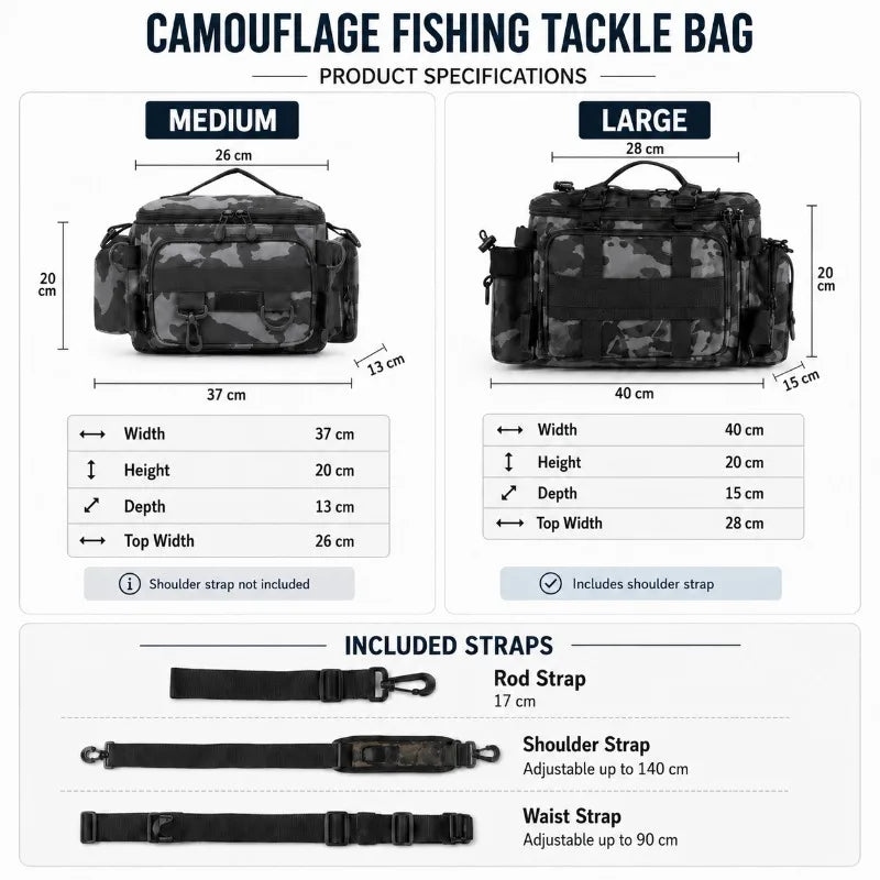 Fishing Tackle Shoulder Bag Storage Bag Waterproof Portable Large Capacity with Fish Rod Holder Outdoor Sport Accessories Gear