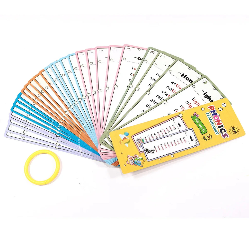 31 Sheets Flash Card 600 Words Phonics Children's Early Childhood Education Kit Portable Memory for Natural Phonics