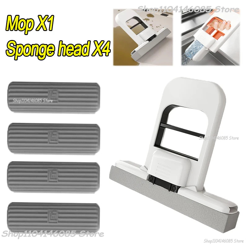 Mini Sponge Mop Hand-free Wash Mops Mini Portable Super Absorbent Mop for Desktop Floor Bathroom Kitchen Glass Car Cleaning