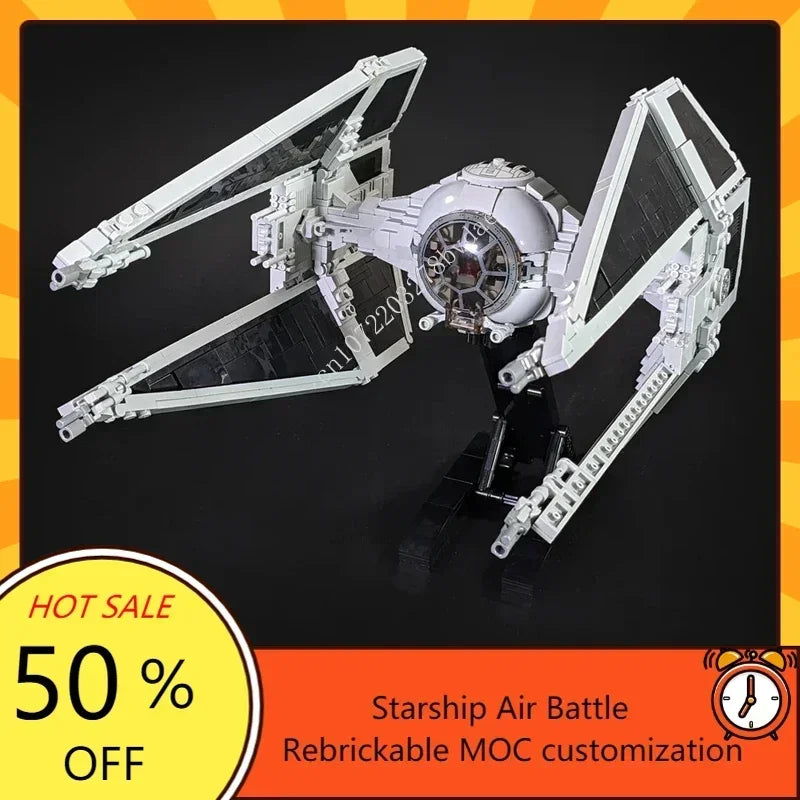 1018PCS MOC Space Battle Series TIE Interceptor-Minifig Scale Model Custom Puzzles Technology  DIY Educational Assembly Toy Gift