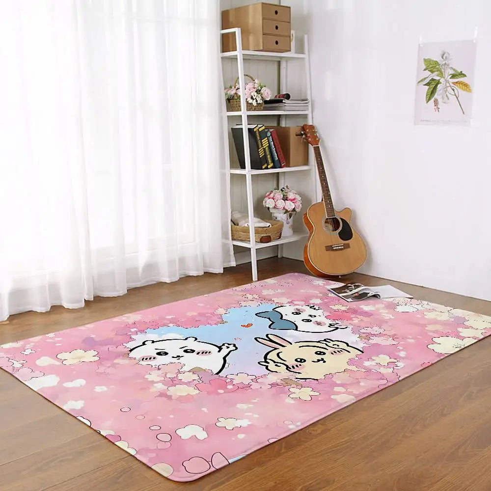 Cartoon-c-chiikawaS Kawaii Floor Mats Home Laundry Rug Carpet For Living Room Decor Lounge Area Anti-slip Mat Entrance Doormat