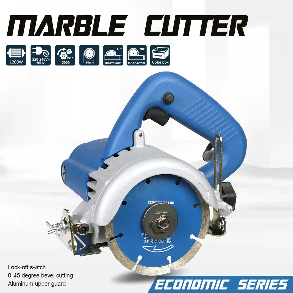 1200W Marble Tile Cutting Machine Cutter Ceramic Tile Saw Power Tile Masonry Saw 0-45 Degree Bevel Cutting 0-32 Depth Adjusting