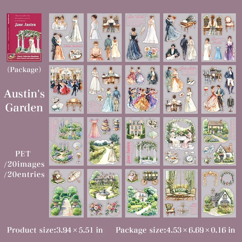 1pack/3pack Classic Literature Collection Handbook Series Literary Story Theme Sticker Book Character Collage 6 Designs