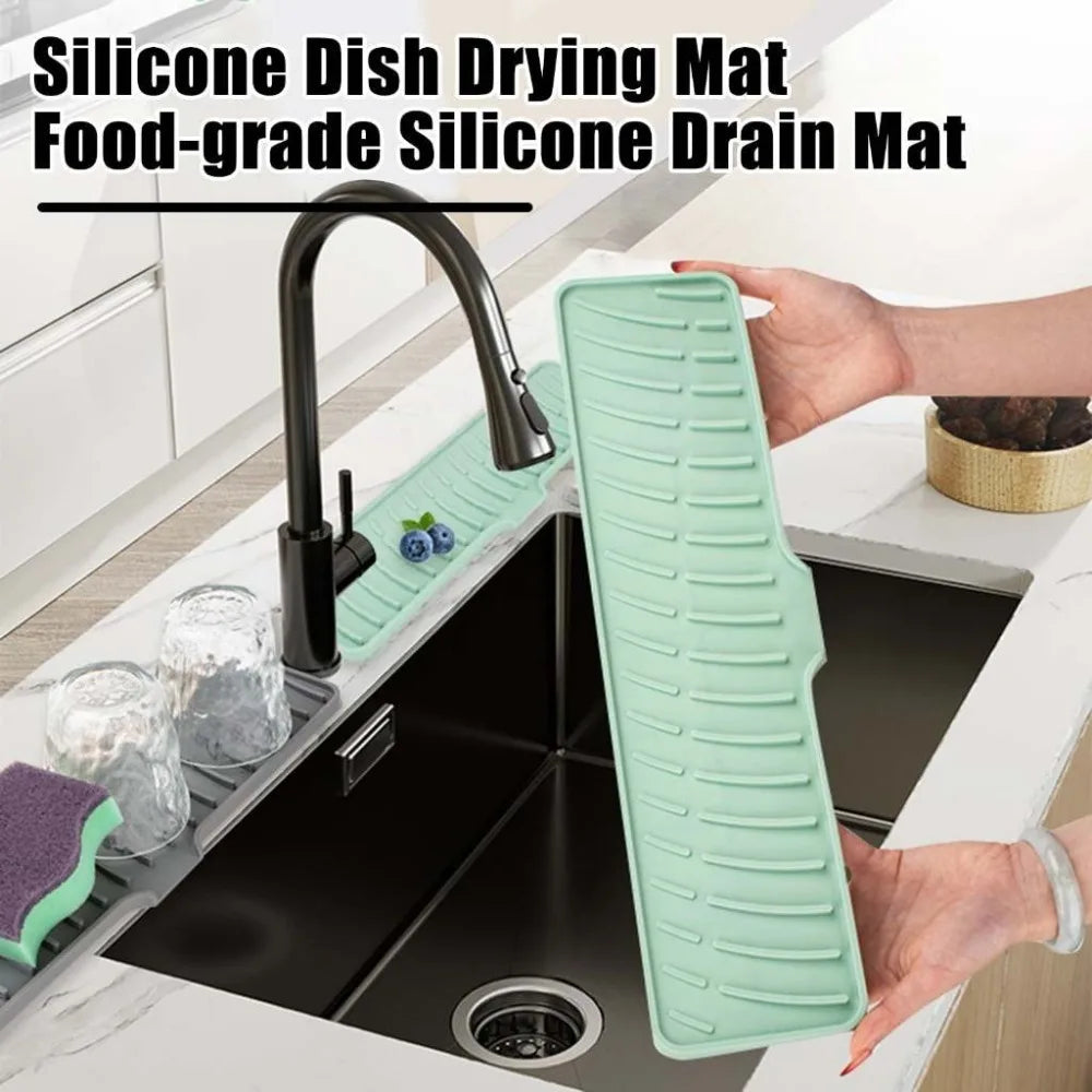 Silicone Faucet Splash Pad Kitchen Foldable Drainage Mat Multipurpose Toilet Soap Storage Slope Design for Rapid Drainage