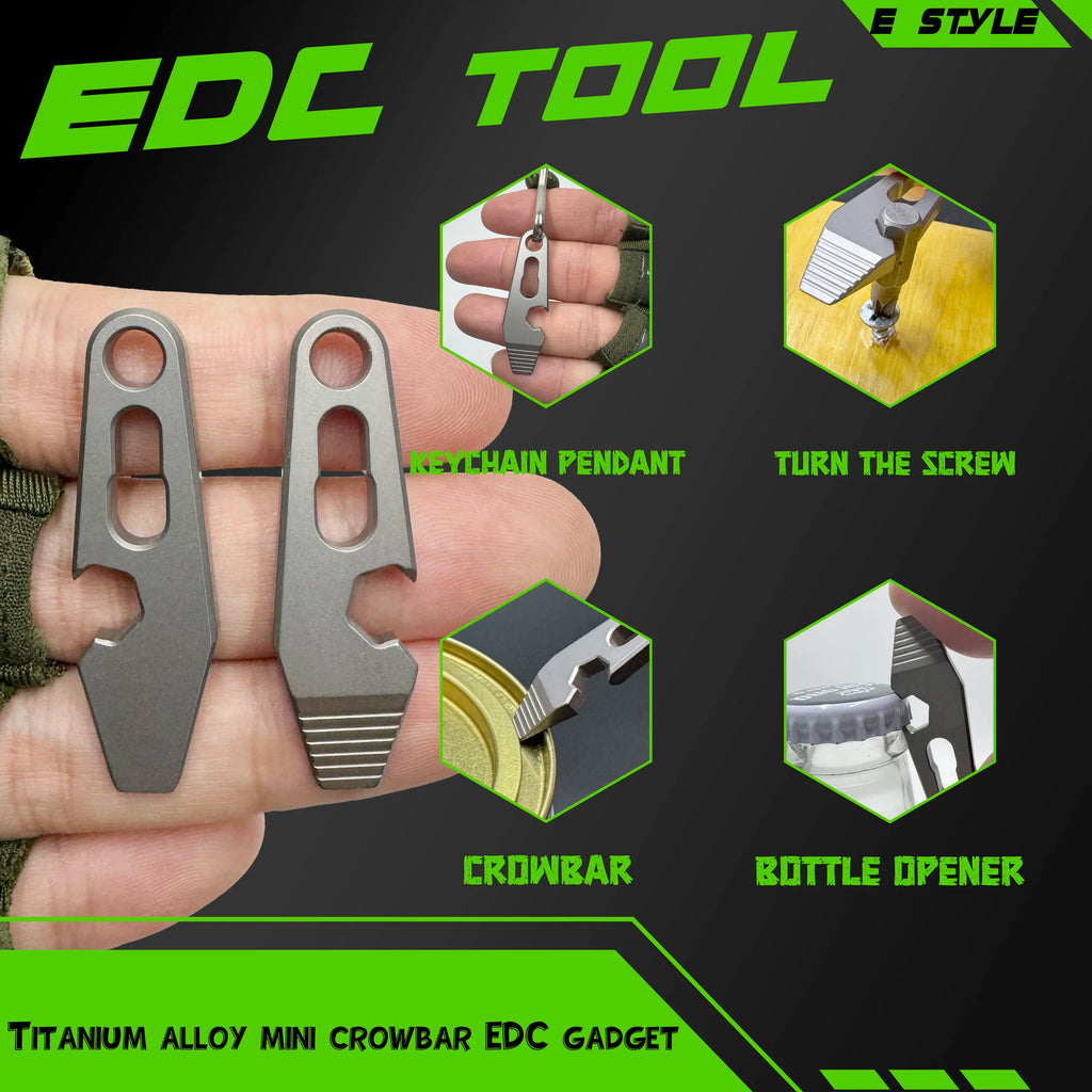 Multi-functional mini TC4 titanium alloy crowbar bottle opener, graduated hexagonal wrench key chain EDC outdoor small tool