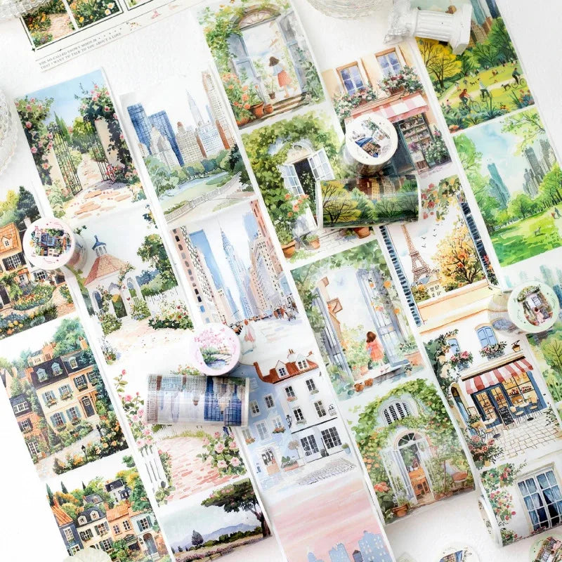 Journal GO 8X200cm Multiple Scene Tearable Washi Tape DIY Scrapbooking Collage Junk Journal Background Decoration Masking Tape
