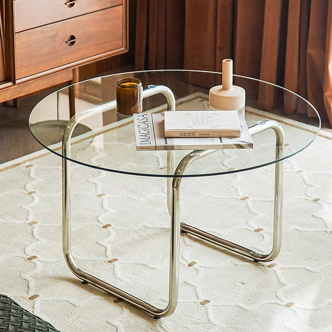 Nordic Coffee Table Modern Tempered Glass Coffee Table Home Living Room Sofa Side Tables Light Luxury Round Bedroom Tables